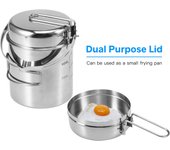 Hervidor de cocina de acero inoxidable de 1L, olla portátil para acampar al aire libre, para mochilero Long handle