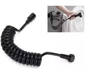 Manguera de ducha flexible con resorte para plomería de agua, inodoro, bidé, pistola rociadora, línea telefónica, manguera de plomería, accesorios de baño 150cm negro