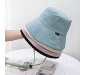 Sombrero de pescador para mujer, de verano, de doble cara, de ala grande, resistente a los rayos UV, transpirable, de cara pequeña One size azul