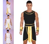 Disfraz de Halloween para hombre, juego de rol griego antiguo, sin mangas, vestido de color en contraste con puños S blanco