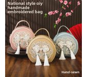 Bolso bandolera redondo bordado a mano chino: bolso de hombro versátil para mujer hecho a mano