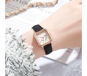 Elegantes relojes de cuarzo para mujer, relojes de pulsera cuadrados de moda para mujer, el mejor regalo, reloj para esposa, familia y amigas negro