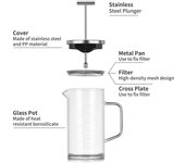 Cafetera francesa de 12 onzas con filtro de acero inoxidable de alta densidad, vidrio de borosilicato resistente al calor 12oz