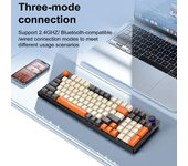 Teclado mecánico con perilla intercambiable en caliente, retroiluminación RGB, 96 teclas, compatible con Bluetooth, 2,4 GHz, inalámbrico, tipo C, computadora con cable amarillo
