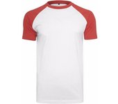 Build Your Brand Camiseta de manga corta en contraste raglán para hombre 2XL blanco/rojo