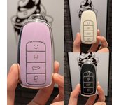 Funda de TPU para llave de coche de 4 botones para Chery Tiggo 8 PLUS 8 Pro 7 Pro Arrizo 5 PLUS 2021, soporte para coche, bolsa, accesorios de estilo Key Case blanco