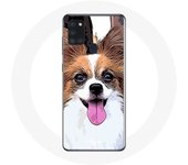 Coque Samsung Galaxy A21S Épagneul nain continental papillon Chiot Blanc et marron
