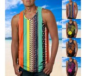 Camiseta sin mangas para deportes de playa estilo hawaiano a la moda para hombre, chaleco con estampado de gimnasio para hombre L verde