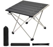 Mesa de Camping portátil, mesa plegable de aluminio para playa con bolsa de almacenamiento para acampar al aire libre, senderismo, mochilero, Picnic negro