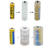 10 piezas Adaptador de batería AAA a AA Estuche convertidor de batería Soporte adaptador de batería AA a C con/sin contacto de metal en la parte inferior A