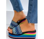 Sandalias de plataforma Rainbown con cuñas de verano, zapatos de mulas para mujer, sandalias de moda, cómodas para caminar 38 rojo