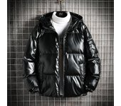 Chaqueta acolchada de algodón brillante reflectante de invierno Chaqueta acolchada de algodón con capucha gruesa y cálida para hombre 5XL gris