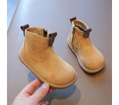 Nuevos zapatos para niños, botas para niña, cálidas botas de nieve de invierno para niño, botas de algodón hasta el tobillo de felpa de color sólido, antideslizantes y casuales 21 verde
