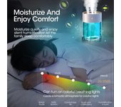 Mini humidificador portátil con luz LED, 2 l, pulverizador de agua, difusor de aceites esenciales con doble aroma húmedo, humidificador de aire para coche, USB, escritorio