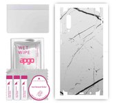 apgo Protective Skin Sticker for the back+sides compatible with Samsung Galaxy A30s, Full Wrap Film, Foil, Vinyl - Pattern White Marble