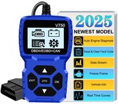 Herramienta de diagnóstico de automóviles Lector de códigos Verificación del sistema del motor Borrado/borrado de códigos Probador de batería en varios idiomas Escáner OBD2 V750 Lectura de información del vehículo azul