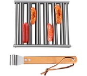 Parrilla de acero inoxidable para salchichas Leeseph, rodillo para salchichas, herramientas para barbacoa, accesorios para reuniones, fiestas, barbacoas y camping.