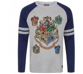 Camiseta de manga raglán Hogwarts de Harry Potter para hombre XL gris/azul oscuro