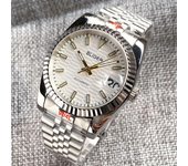 Relojes NH35 estriados de 36mm y 39mm, reloj de pulsera automático DJ perpetuo, esfera blanca crema, cristal de zafiro, pulsera 904L 0039