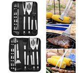 Juego de accesorios para barbacoa de 16/20 piezas, juego de utensilios de acero inoxidable para parrilla, resistentes y antideslizantes, para exteriores