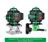 Medidor de nivel láser multifuncional 4*360 grados 16 líneas nivel láser 3 grados herramienta de nivelación autonivelante verde EU Plug verde del ejército