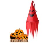 Halloween wind pipe flag ghost wind direction flag with colored lights and tassels reusable home holiday party decoration negro