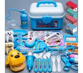 Juego de rol de médico y enfermera, herramientas médicas con estetoscopio e inyectores en una caja con ruedas para juegos de simulación, regalo ideal para niños