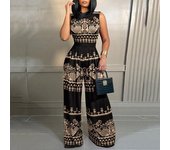 pantalones casuales de primavera mono de mujer sin mangas estampado delgado XXXXXL blanco/azul marino