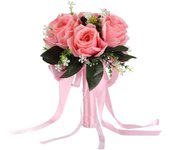 Ramo de novia artificial de seda con rosas artificiales para novia con flores rosas