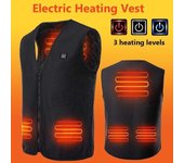 Camiseta sin mangas con calefacción USB para hombre, chaqueta eléctrica sin mangas de invierno para exteriores, camiseta sin mangas con calefacción para senderismo, S-3XL (Excluyendo el banco de energía) 4XL negro