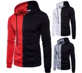 Sudadera con capucha de manga larga para hombre, chaqueta con cremallera y costuras, prendas de vestir exteriores, tops deportivos, suéter informal para hombre L gris