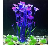 Plantas acuáticas simuladas, acuario, tanque de reptiles, césped artificial de plástico, modelo de adorno, pecera, decoraciones para terrarios, decoración de paisaje realista rojo