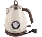 Hervidor de agua eléctrico con pantalla de temperatura, diseño retro, base giratoria de 360 grados L blanco