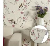 1 rollo de papel tapiz con relieve de flor de ciruelo de urraca antigua de 17,7 x 393,7 pulgadas: despegar y pegar, adecuado para refrigeradores y decoración de cocinas 45*1000cm/17.7*393.7in