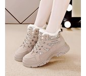 Botas de nieve con plataforma de invierno para mujer, botines antideslizantes con cordones y forro de piel sintética, botas cortas para caminar para mujer, zapatillas altas cálidas y cómodas 35 negro
