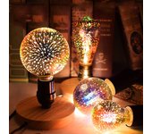 Novedad Efecto de fuegos artificiales 3D Lámpara Edison vintage E27 110V-220V Luces de decoración navideña A60 ST64 G80 G95 G125 Fiesta de Navidad Decoración del hogar ST64 blanco cálido