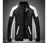 Chaquetas de cuero para hombre, abrigos casuales gruesos de invierno para hombre, chaqueta clásica de cuero sintético para motocicleta y bicicleta M blanco