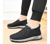 Botas de nieve de invierno, zapatos de algodón, botines casuales sin cordones para hombre, zapatillas de piel cálidas y cómodas, zapatos antideslizantes para hombre, botas de nieve para mujer 44 negro