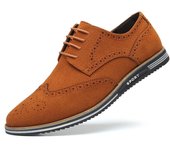 Zapatos de vestir de piel de ante a la moda para hombre, hechos a mano, brogue, zapatos de boda, zapatos planos Oxford, zapatos formales, mocasines, zapatos planos de fiesta. 38 azul