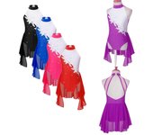 Vestido de patinaje sobre hielo para niñas, leotardo de gimnasia, traje de baile de salón, ropa de entrenamiento 5-6 Years de rosa caliente