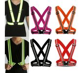 Cinturón reflectante de alta luminosidad con rayas y correa de seguridad para correr de noche, trotar y andar en bicicleta, ajustable para adultos y niños