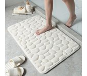 Felpudo de Color sólido con estampado de piedra de terciopelo Coral, tapete absorbente de agua para baño, tapete para suelo de entrada y balcón 40*60cm caqui