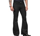 Pantalones vaqueros vintage de Color sólido elásticos ajustados de talle medio pantalones con parte inferior de campana pantalones acampanados de moda para hombres S negro
