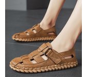 Sandalias hechas a mano de verano para hombre, zapatos de cuero suave para hombre, Sandalias para hombre, Sandalias de playa para exteriores, zapatos huecos para jardín, calzado para fumar 38