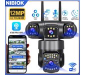 Cámara NIBIOK V380 PRO para exteriores, impermeable, HD, 15 MP, WIFI, IP, CCTV, visión nocturna, intercomunicador bidireccional, cámara inteligente con seguimiento móvil PIR, cámara de tres lentes 3 Lens camera