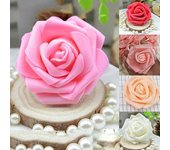 50 Uds flores artificiales boda ramo de novia decoración de fiesta cabezas de rosas de espuma Red rojo