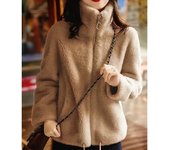 Chaqueta de felpa de invierno de talla grande para mujer, cárdigan cálido de cuello alto con cremallera 8XL