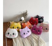 Mini bolsos de princesa a la moda para niños, bolsos pequeños de cuero PU para niñas, bolsos de hombro tipo bandolera, monedero con gato bonito para niños blanco