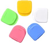Caja para dentaduras postizas, caja para retenedores de ortodoncia, contenedor para dientes, caja de plástico para herramientas de dentista blanco