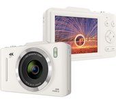 Cámara digital 4K Cámara de vídeo digital portátil 48MP Pantalla IPS de 2,8 pulgadas Antivibración Zoom 16X blanco